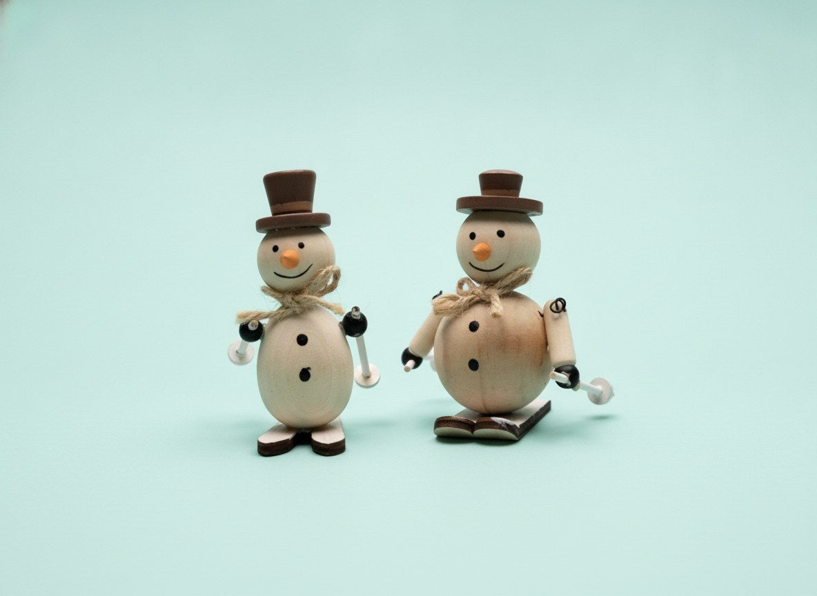 Skifahrer Schneemann, Holz 7x6x10cm, 2-fach sortiert - Kidis Art
