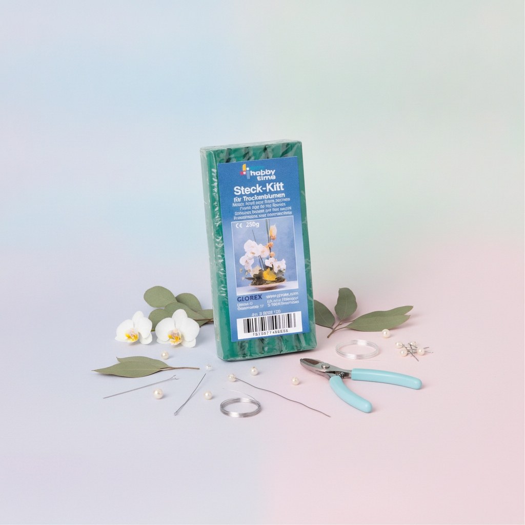 Steck-Kitt für Trockenblumen, floralgrün, 250g - Kidis Art
