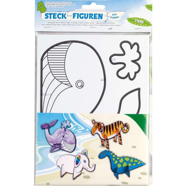 Steckfiguren aus Papper, Tiere 4 motive sortiert - Kidis Art