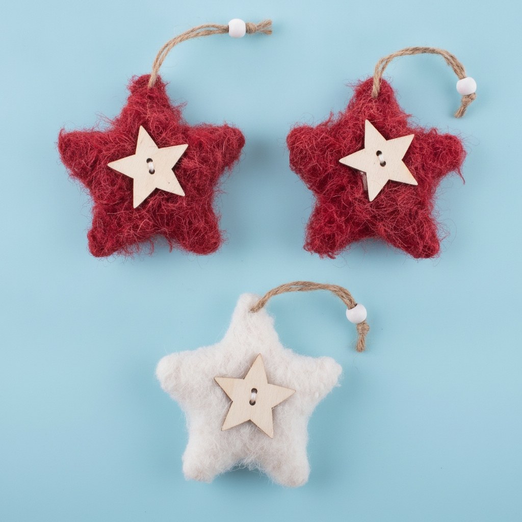 Stern-Set m. Hänger, rot, 3St. 7,5x7,5x2cm - Kidis Art