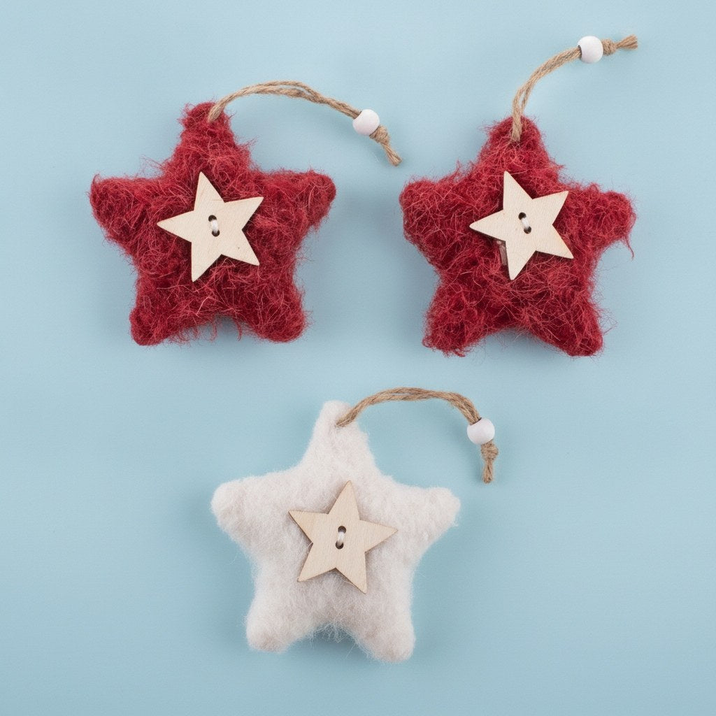 Stern-Set m. Hänger, rot, 3St. 7,5x7,5x2cm - Kidis Art