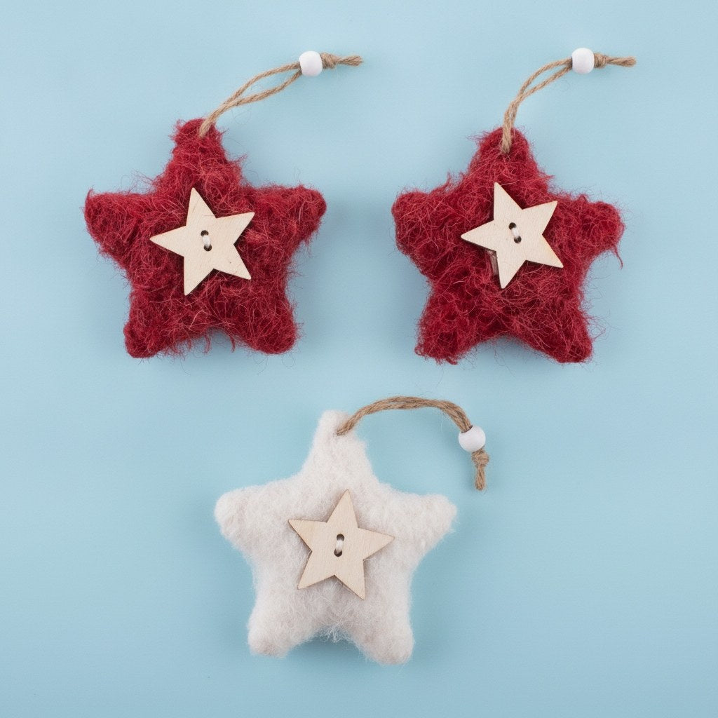 Stern-Set m. Hänger, rot, 3St. 7,5x7,5x2cm - Kidis Art