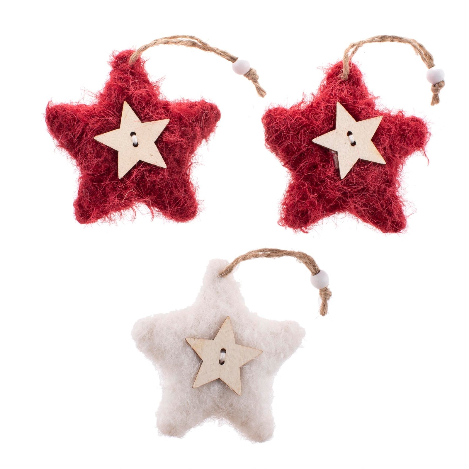 Stern-Set m. Hänger, rot, 3St. 7,5x7,5x2cm - Kidis Art