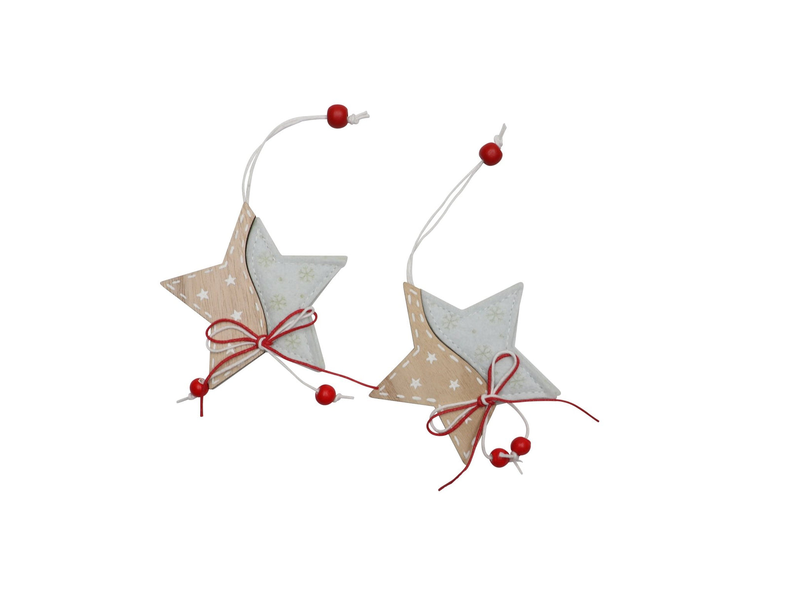 Sternhänger, Filz/Holz, weiss 8,3x8cm, 2St. - Kidis Art