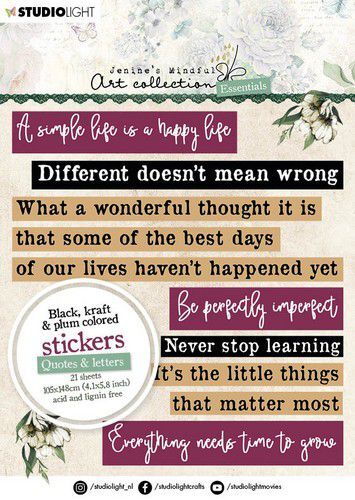 Sticker Pad Schwarz &amp; Pflaume Buchstaben &amp; Zitate Essentials - Kidis Art