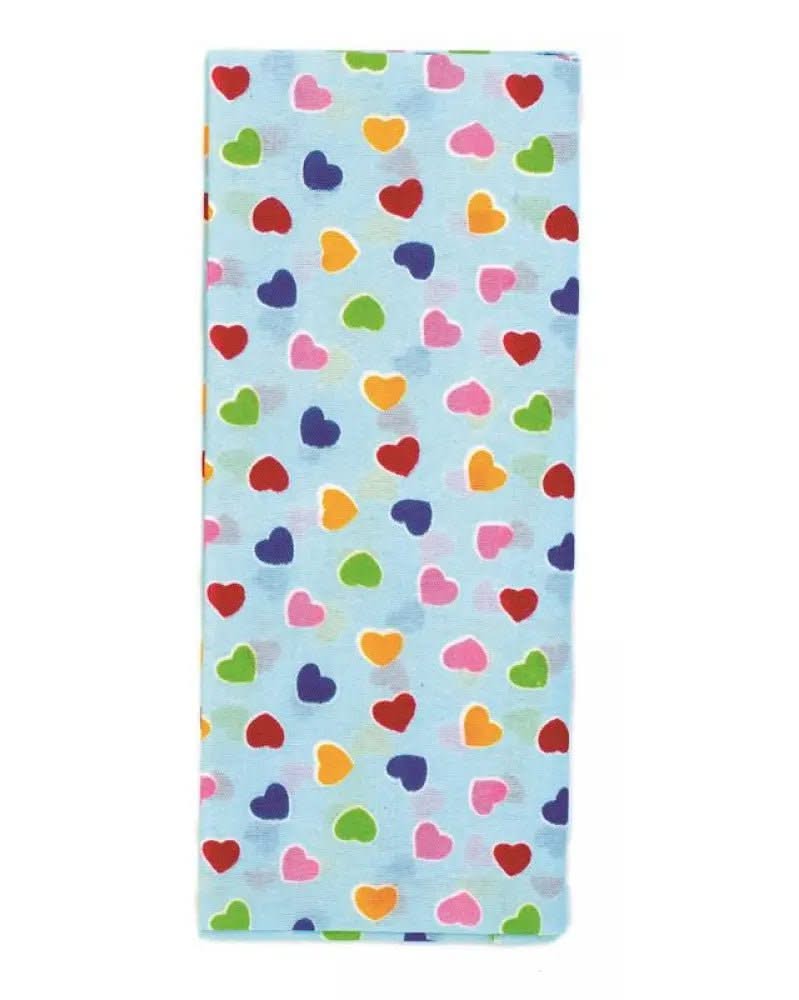 Stoffzuschnitt 100x150cm, blau-bunt Herzen - Kidis Art