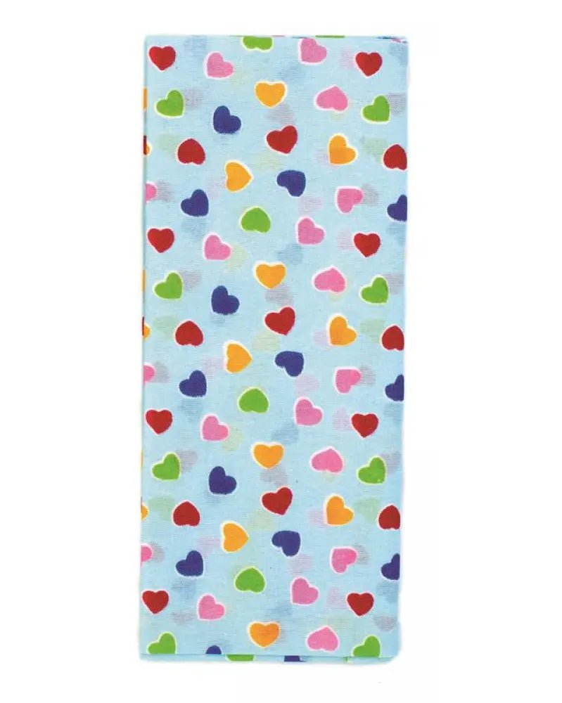 Stoffzuschnitt 100x150cm, blau - bunt Herzen - Kidis Art