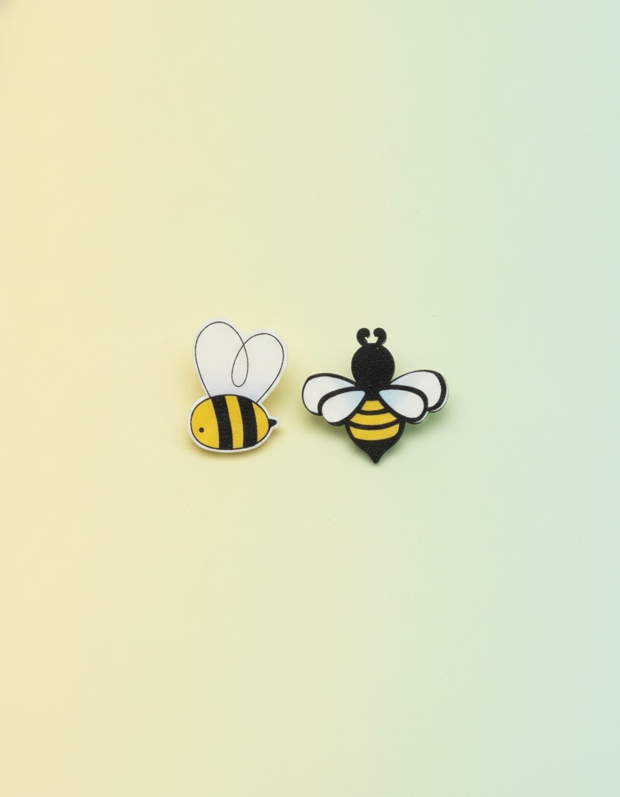Streuteile Bienen, 8St Holz sortiert, 3,7x4,2x0,1cm - Kidis Art