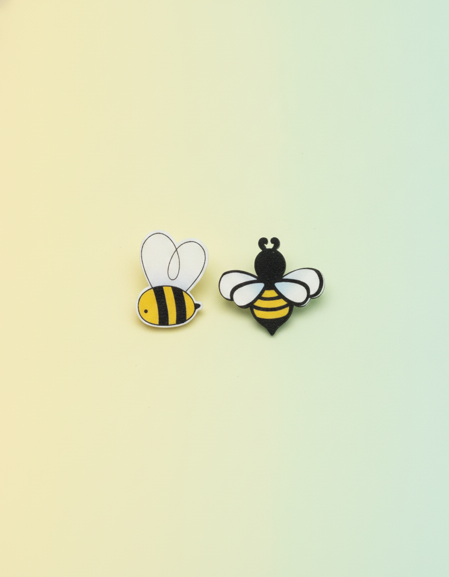 Streuteile Bienen, 8St Holz sortiert, 3,7x4,2x0,1cm - Kidis Art
