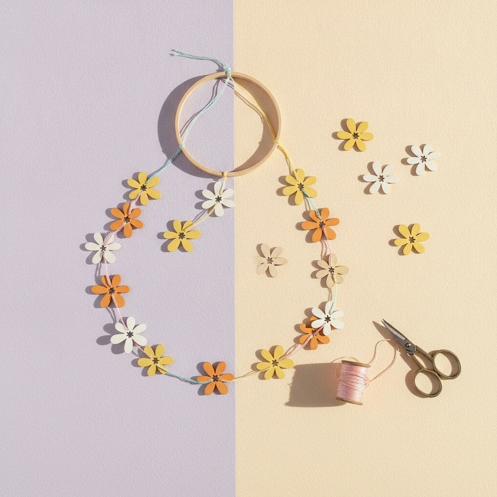 Streuteile Blüten, 3cm, 12St. Holz, gelb-orange mix, FSC - Kidis Art