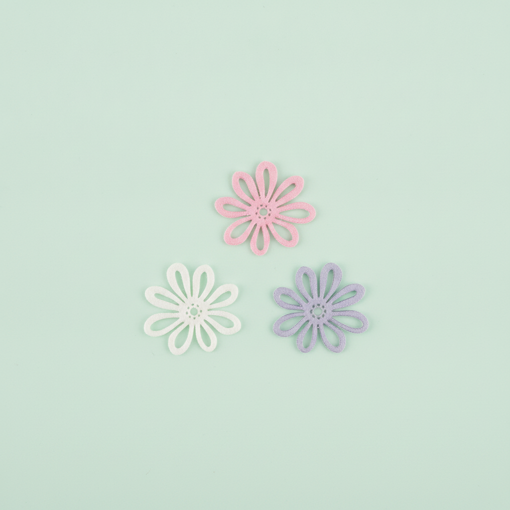 Streuteile Blumen, 2,8cm, 12St Holz, lila-mix, FSC - Kidis Art