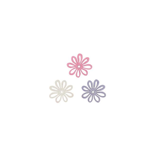 Streuteile Blumen, 2,8cm, 12St Holz, lila - mix, FSC - Kidis Art