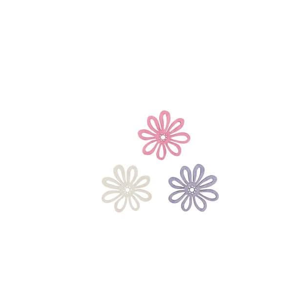 Streuteile Blumen, 2,8cm, 12St Holz, lila-mix, FSC - Kidis Art