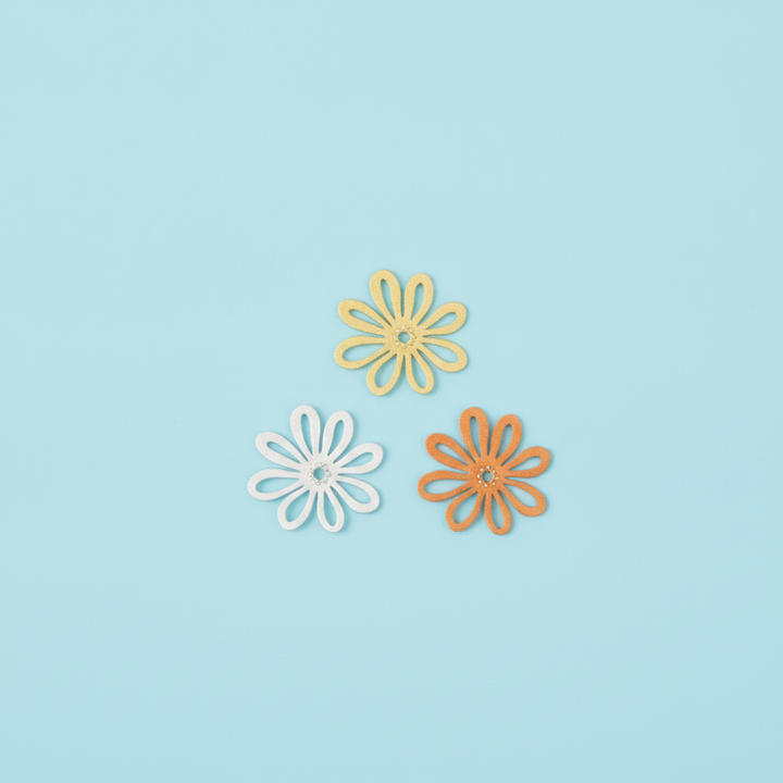 Streuteile Blumen, 3cm, 12St Holz, gelb-orange mix, FSC - Kidis Art