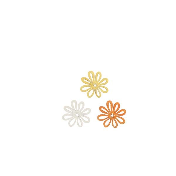 Streuteile Blumen, 3cm, 12St Holz, gelb - orange mix, FSC - Kidis Art