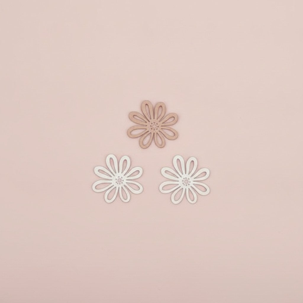 Streuteile Blumen, 3cm, 12St Holz, natur-braun mix, FSC - Kidis Art