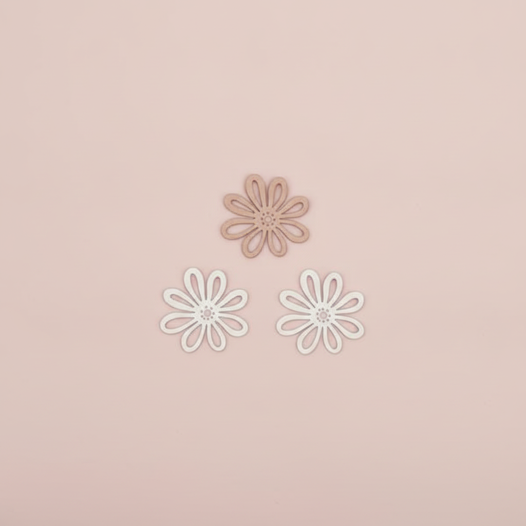 Streuteile Blumen, 3cm, 12St Holz, natur-braun mix, FSC - Kidis Art