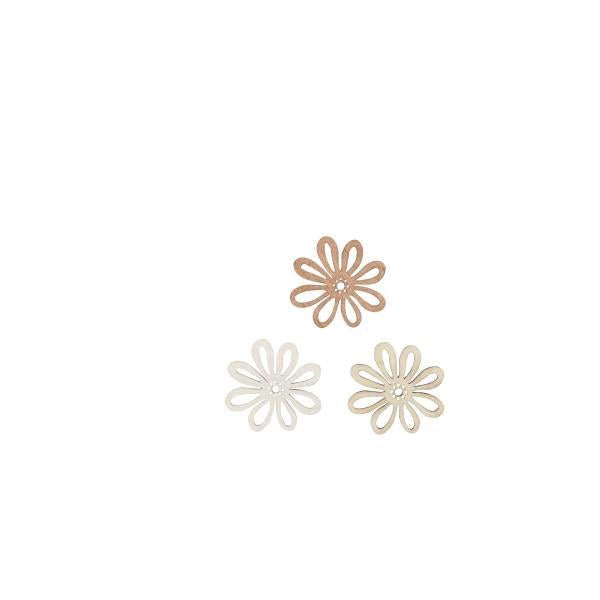 Streuteile Blumen, 3cm, 12St Holz, natur - braun mix, FSC - Kidis Art