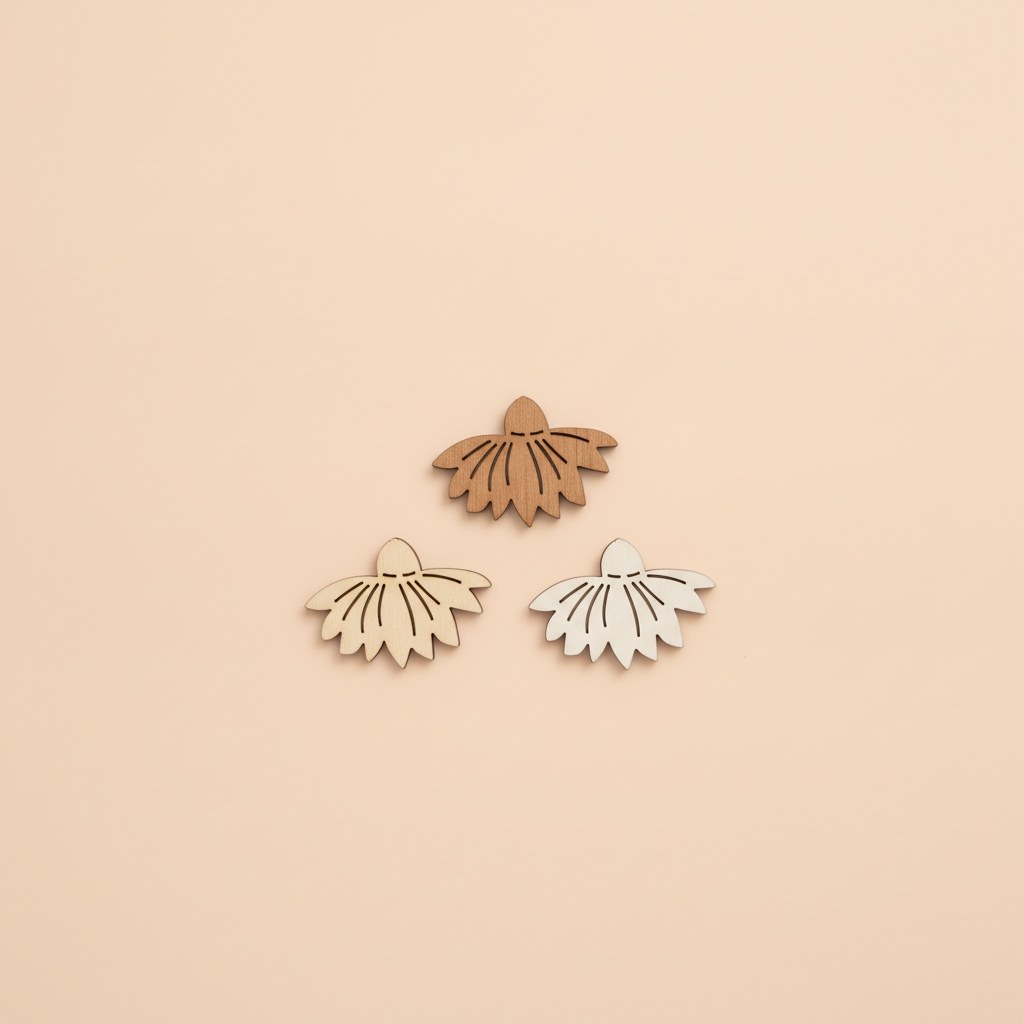 Streuteile Blumen, 3x2cm,12St. Holz, natur-braun mix, FSC - Kidis Art