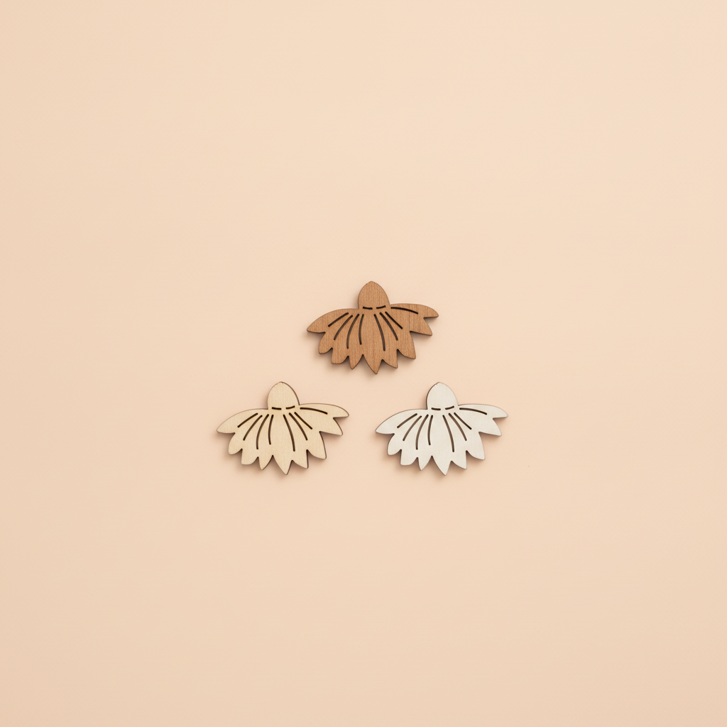 Streuteile Blumen, 3x2cm,12St. Holz, natur-braun mix, FSC - Kidis Art