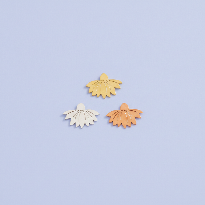 Streuteile Blumen,3x2cm, 12St. Holz, gelb-orange mix, FSC - Kidis Art