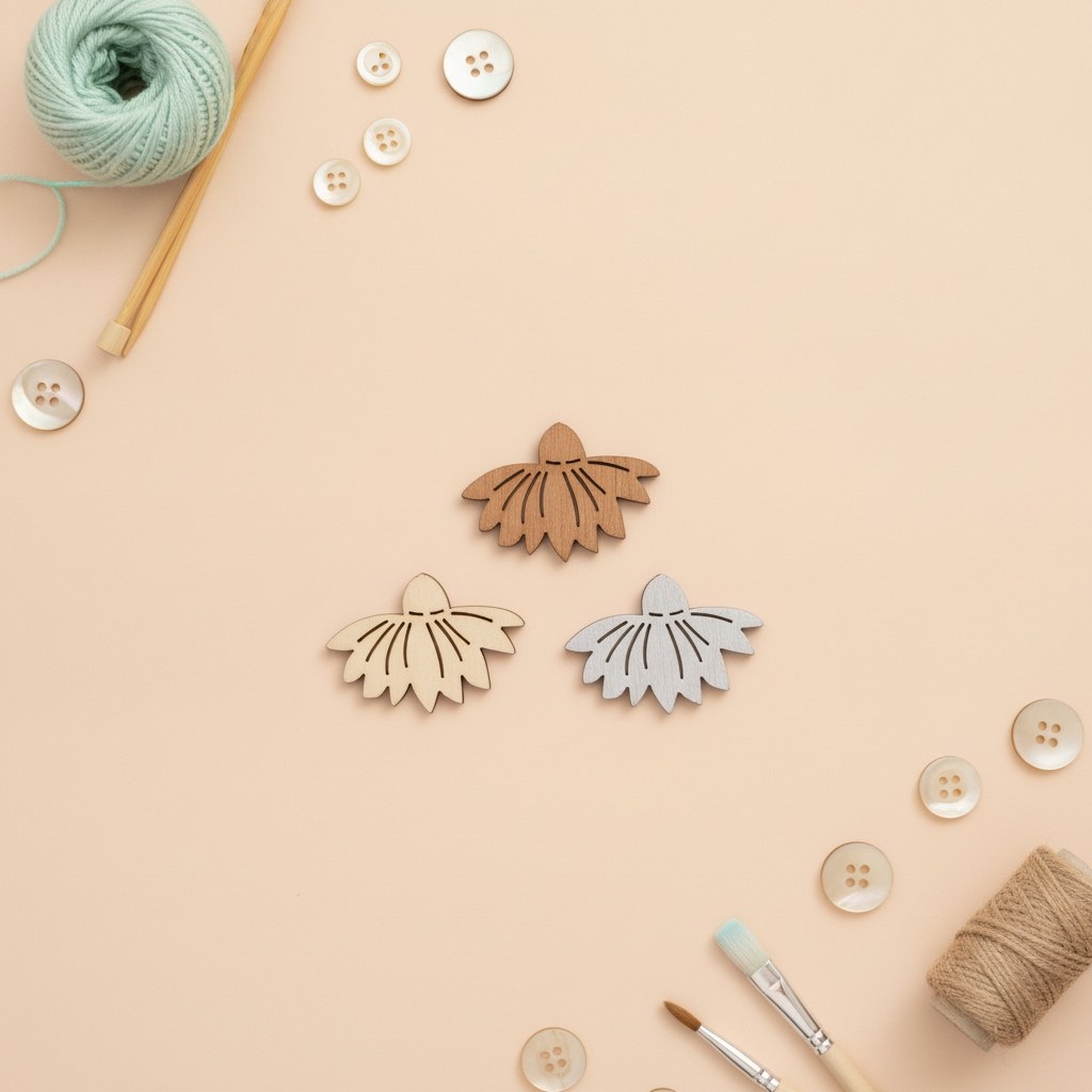 Streuteile Blumen, 3x2cm,12St. Holz, natur-braun mix, FSC - Kidis Art