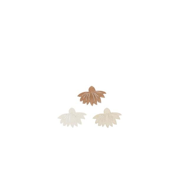Streuteile Blumen, 3x2cm,12St. Holz, natur - braun mix, FSC - Kidis Art