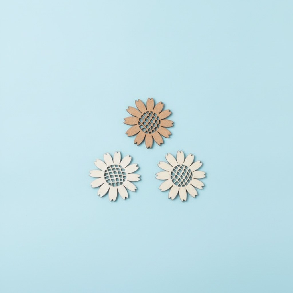 Streuteile Blumen, 4cm, 9St. Holz, natur-braun mix, FSC - Kidis Art