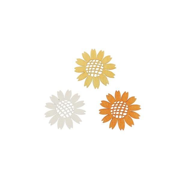 Streuteile Blumen, 4cm, 9St. Holz, gelb-orange mix, FSC - Kidis Art