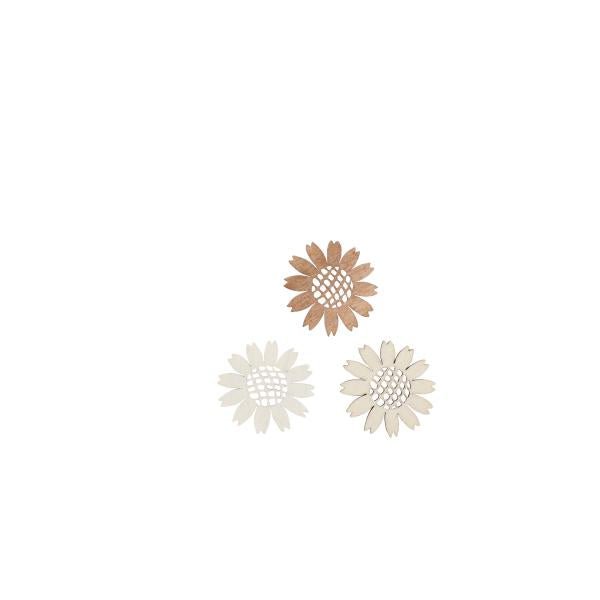 Streuteile Blumen, 4cm, 9St. Holz, natur - braun mix, FSC - Kidis Art