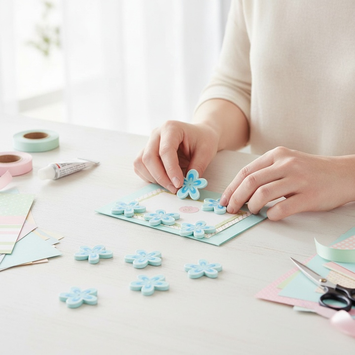 Streuteile Blumen 9St blau 3x3 cm - Kidis Art