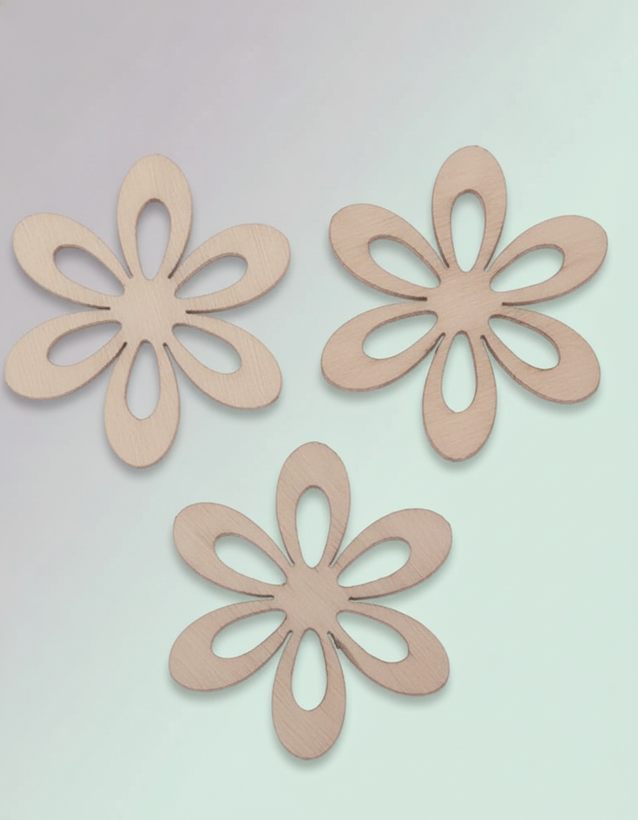 Streuteile Blumen Holz 10Stk natur, 3-3,5cm, Pappel - Kidis Art