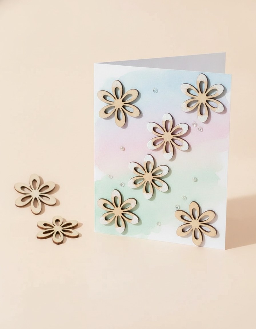 Streuteile Blumen Holz 10Stk natur, 3-3,5cm, Pappel - Kidis Art