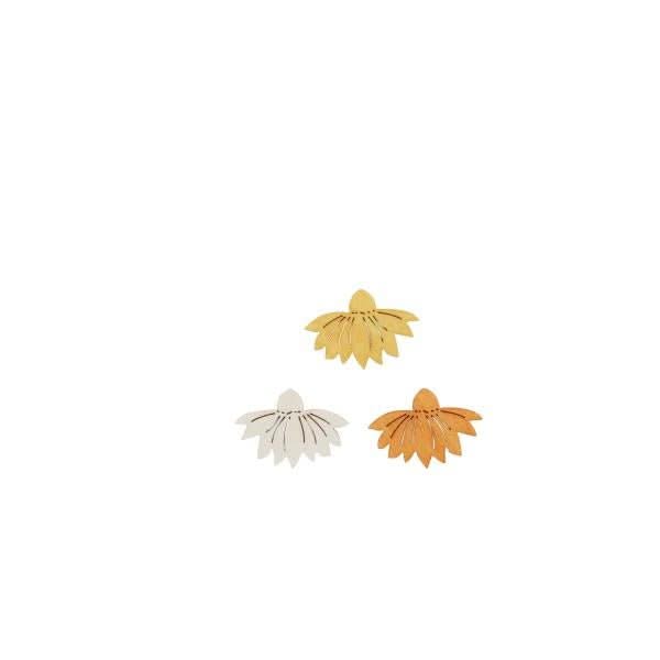 Streuteile Blumen,3x2cm, 12St. Holz, gelb-orange mix, FSC - Kidis Art