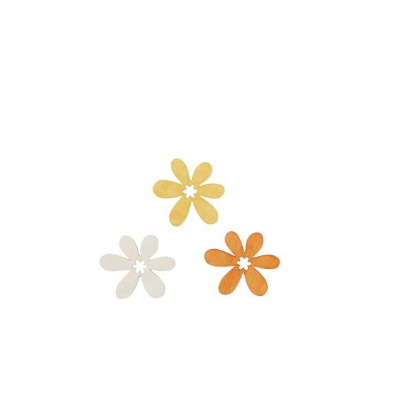 Streuteile Blüten, 3cm, 12St. Holz, gelb - orange mix, FSC - Kidis Art