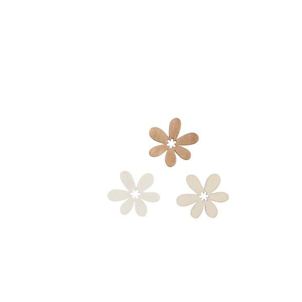 Streuteile Blüten, 3cm, 12St. Holz, natur - braun mix, FSC - Kidis Art