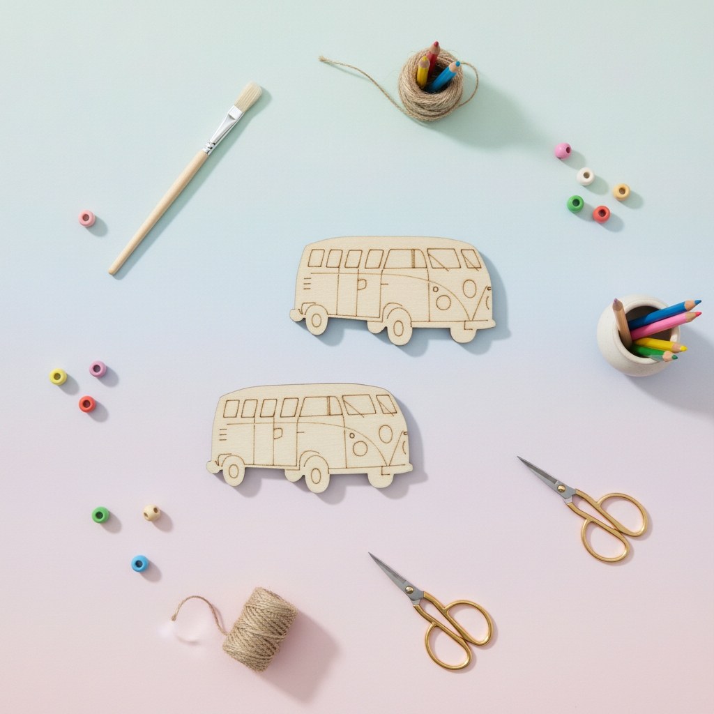 Streuteile Bus, 5x2,6cm,10St Holz, natur, FSC - Kidis Art
