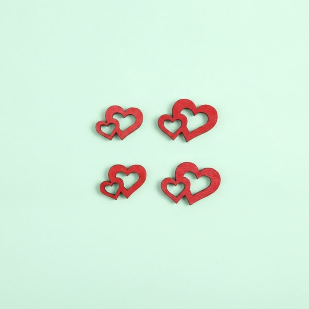 Streuteile Doppelherz, 2,5x3cm 14St, Holz, rot, FSC - Kidis Art