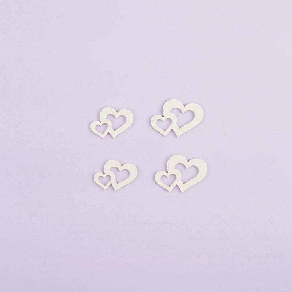 Streuteile Doppelherz, 2,5x3cm 14St, Holz, weiss, FSC - Kidis Art