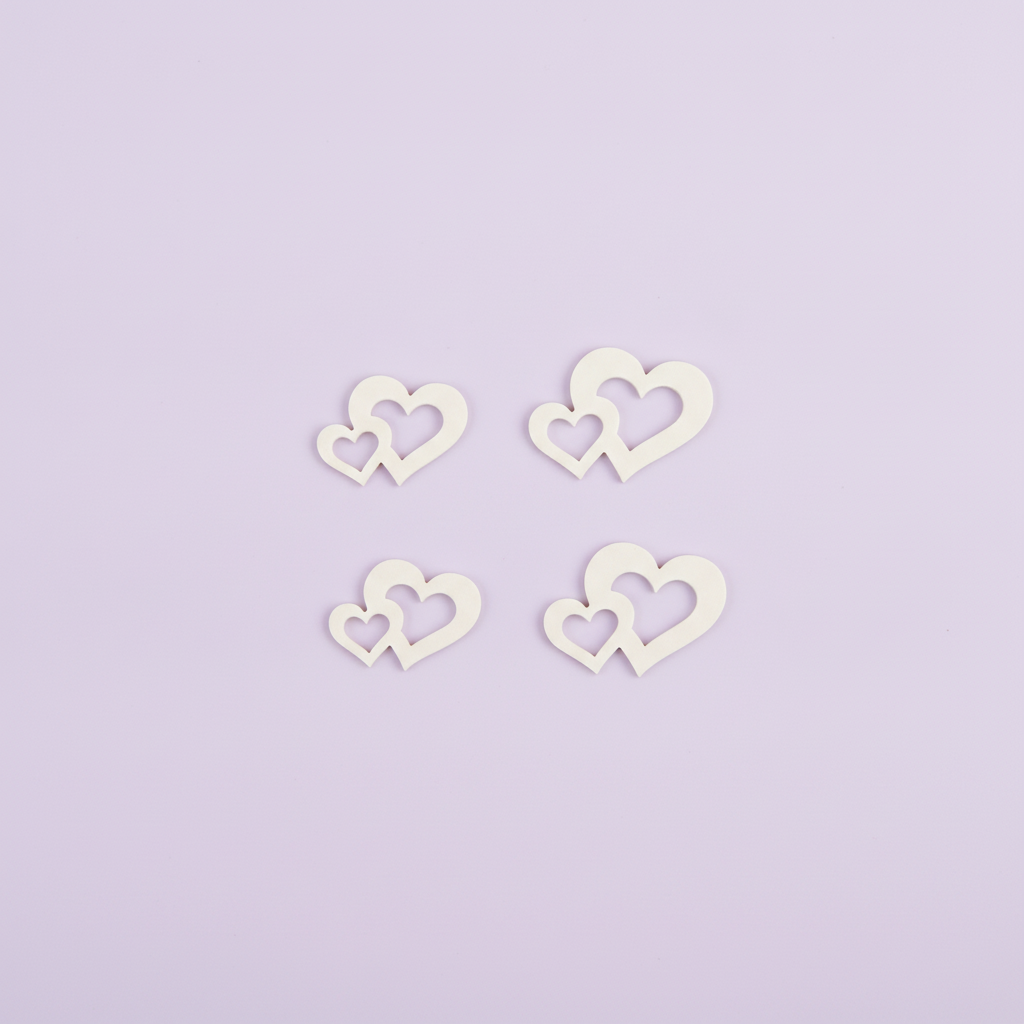 Streuteile Doppelherz, 2,5x3cm 14St, Holz, weiss, FSC - Kidis Art