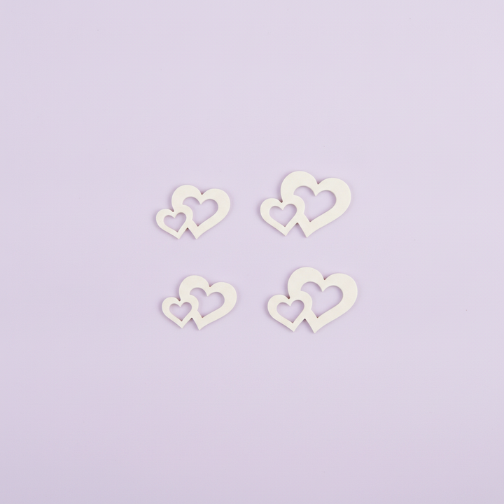 Streuteile Doppelherz, 2,5x3cm 14St, Holz, weiss, FSC - Kidis Art