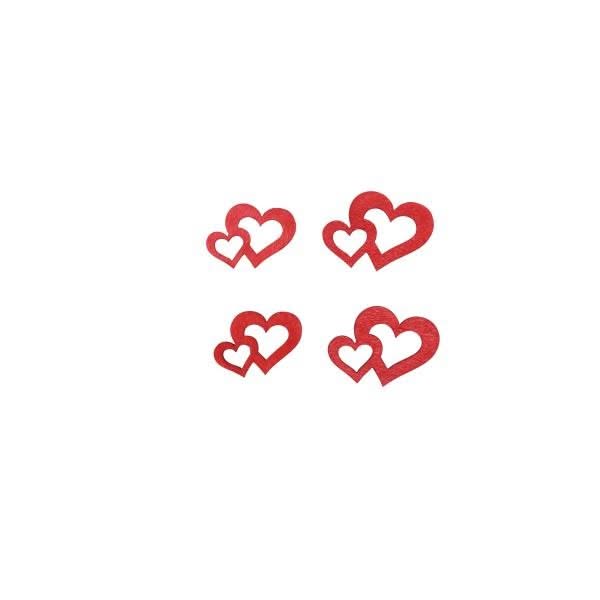 Streuteile Doppelherz, 2,5x3cm 14St, Holz, rot, FSC - Kidis Art