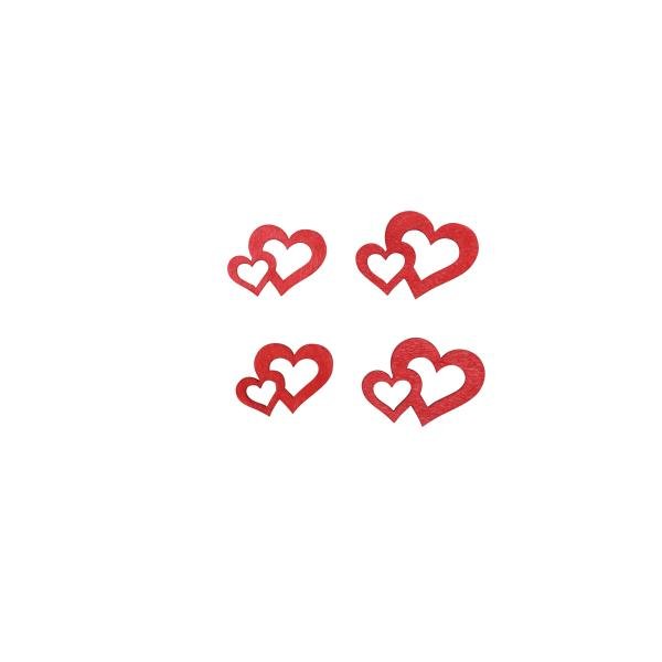 Streuteile Doppelherz, 2,5x3cm 14St, Holz, rot, FSC - Kidis Art