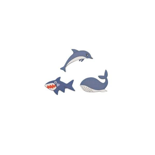 Streuteile Fische mix, Holz 9St, 4x2,5cm - Kidis Art