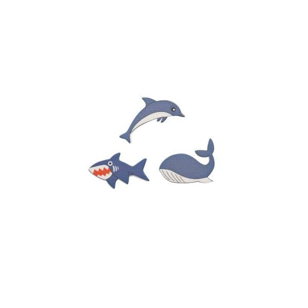 Streuteile Fische mix, Holz 9St, 4x2,5cm - Kidis Art