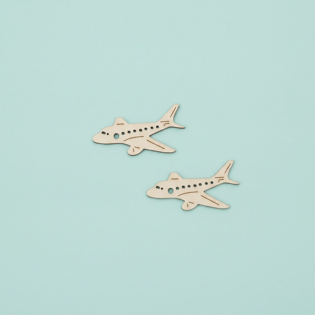 Streuteile Flugzeug, 5x2,6cm 10St. Holz, natur, FSC - Kidis Art