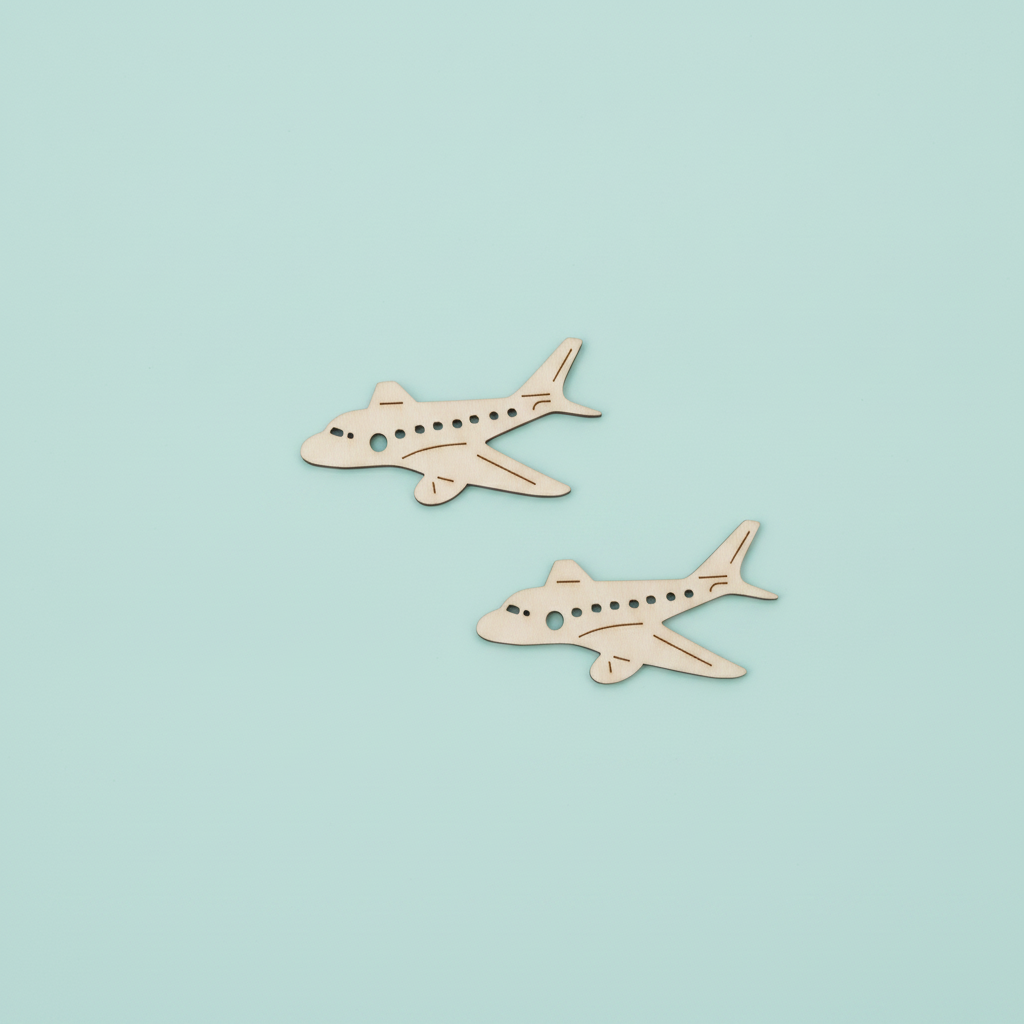 Streuteile Flugzeug, 5x2,6cm 10St. Holz, natur, FSC - Kidis Art