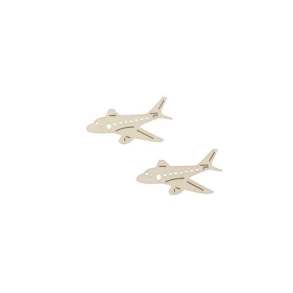 Streuteile Flugzeug, 5x2,6cm 10St. Holz, natur, FSC - Kidis Art