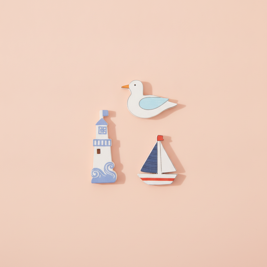 Streuteile Maritim mix, Holz 9St. 4,5x2,5cm + 5,5x2cm - Kidis Art