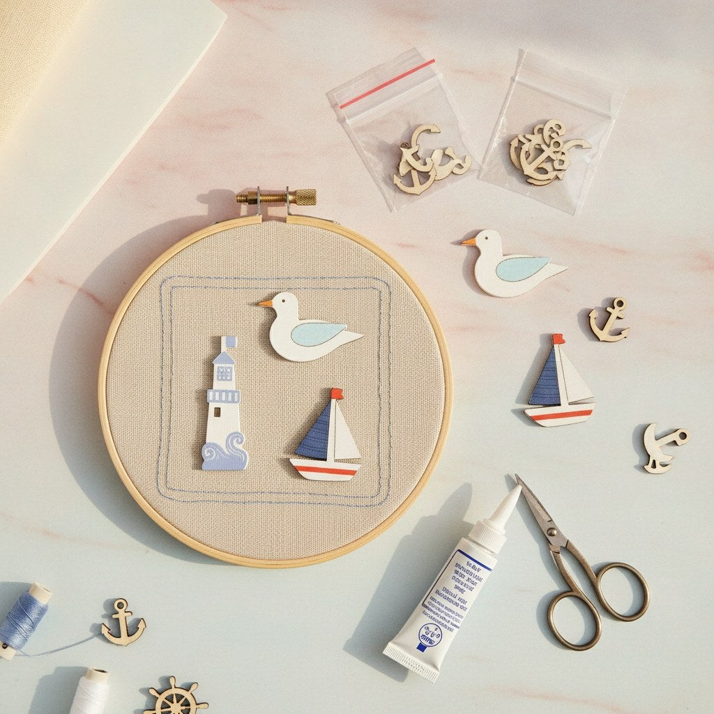 Streuteile Maritim mix, Holz 9St. 4,5x2,5cm + 5,5x2cm - Kidis Art